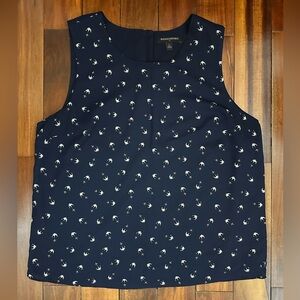 Banana Republic Factory Navy Sleeveless Top with White Anchor Print, L
